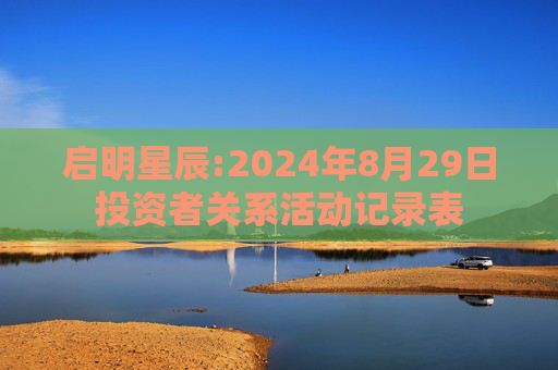 启明星辰:2024年8月29日投资者关系活动记录表