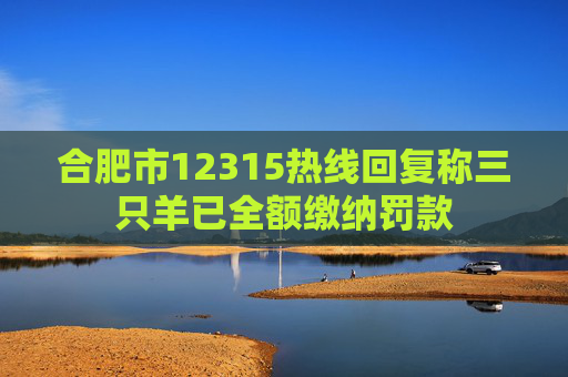 合肥市12315热线回复称三只羊已全额缴纳罚款